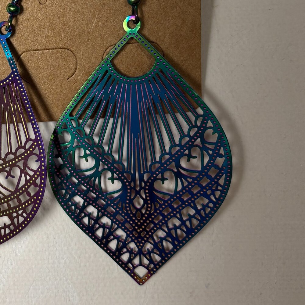 🌈 Rainbow sale! 🌈 Rainbow titanium filigree earrings, as low as $10 bundled